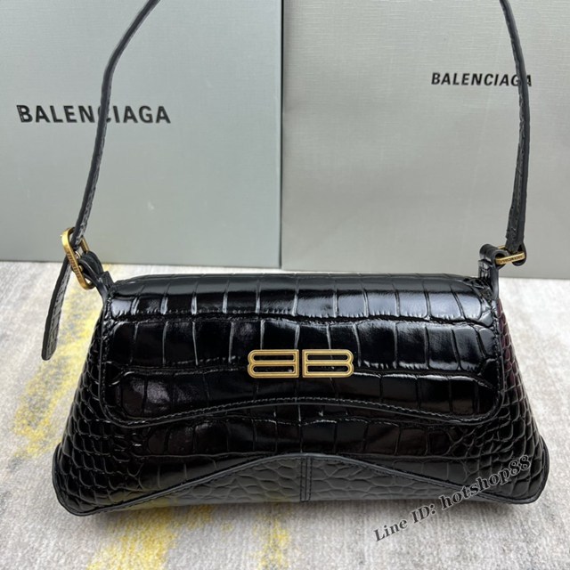 Balenciaga專櫃2022爆款XX系列腋下包 巴黎世家鱷魚黑肩背女包 fyj1264